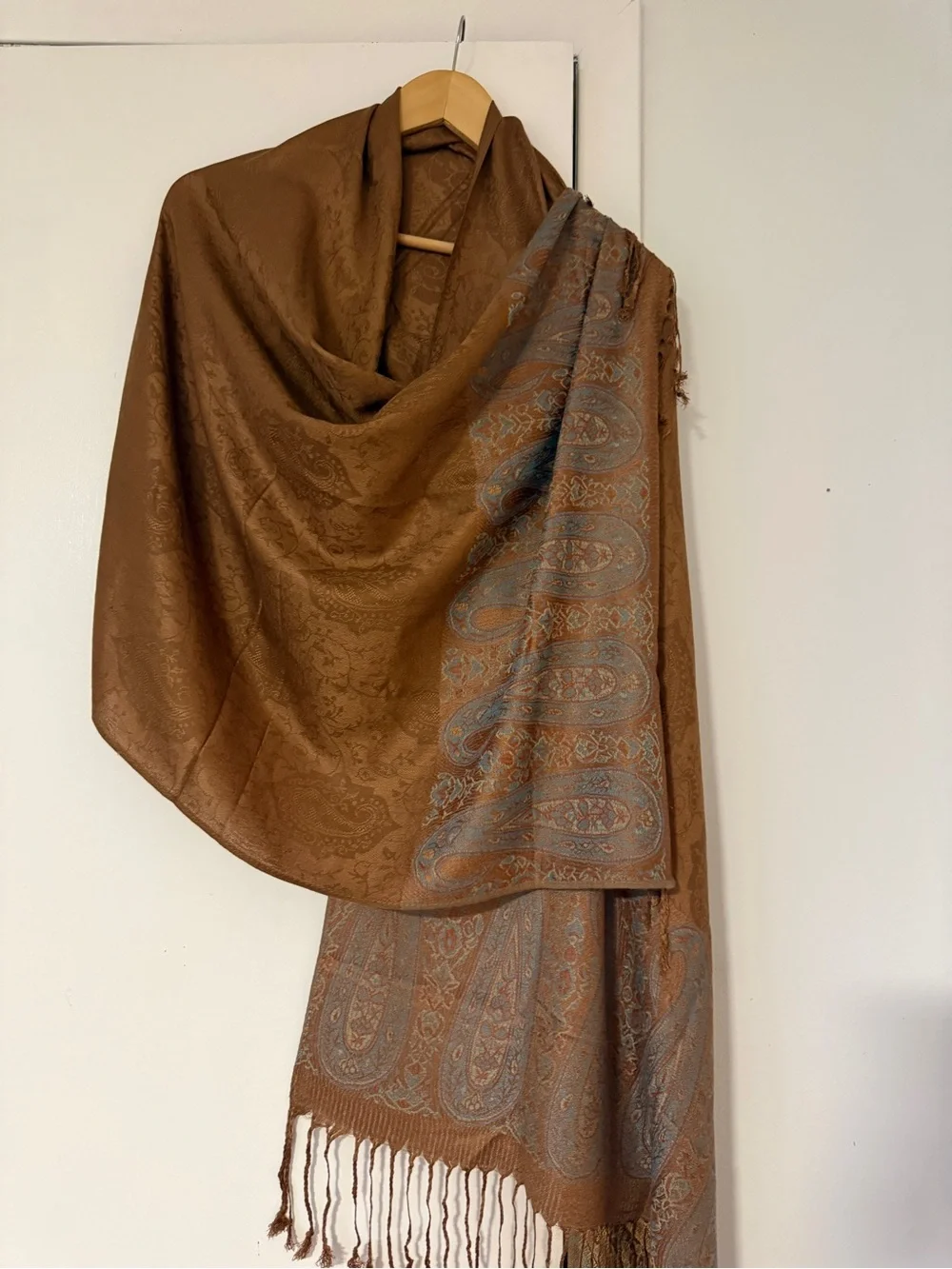 Brown Paisley Fringe Shawl Scarf( New)